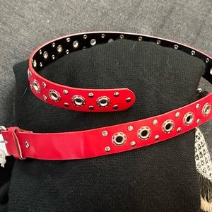 RED & SILVER BELT S 30-32 Genuine Leather